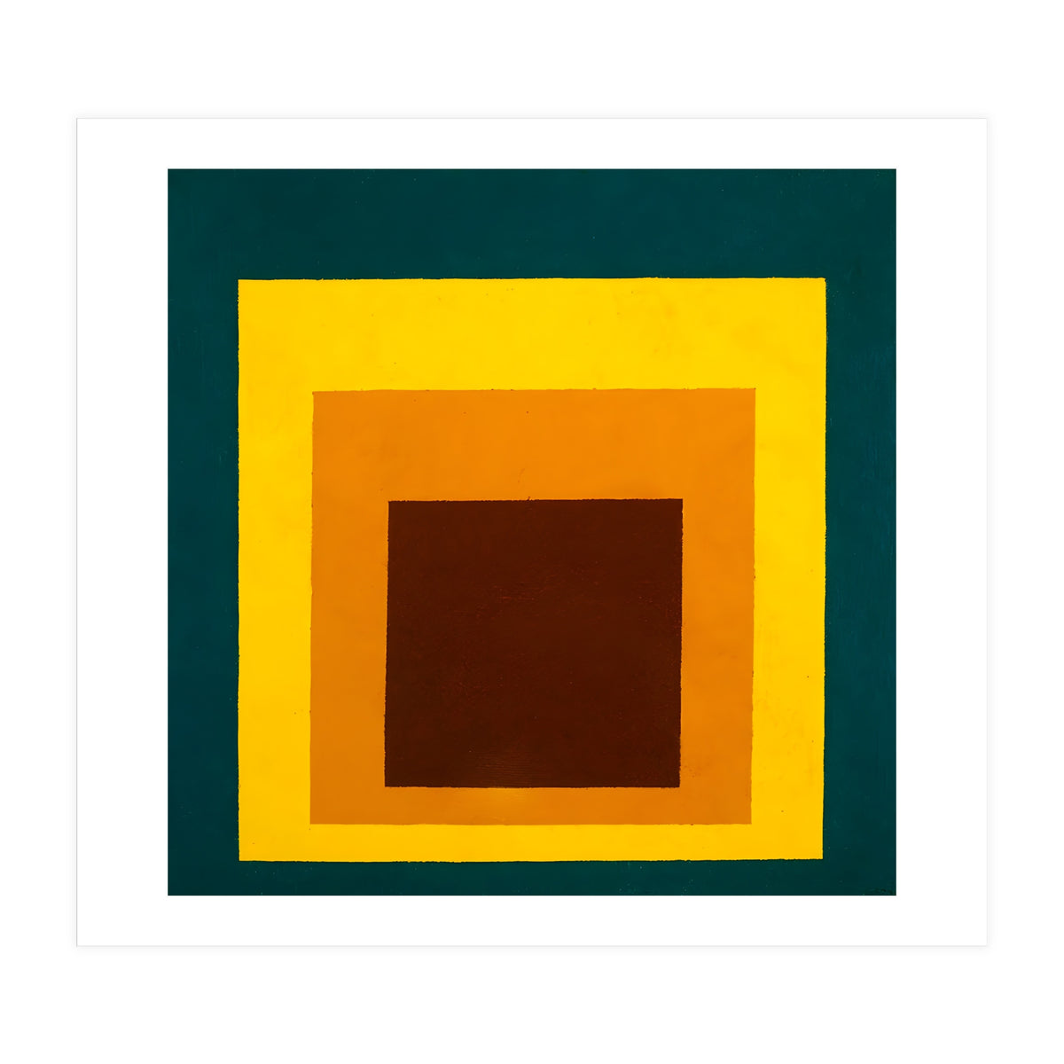 JOSEF ALBERS - HOMAGE TO THE SQUARE DARK GREEN YELLOW ORANGE BROWN  (Print Only)