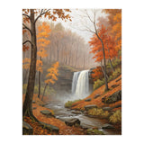 Serene Autumn Waterfall in Misty Forest (Print Only) thumbnail