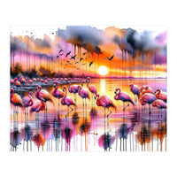 Flamingo Sunset On The Coast (Print Only)