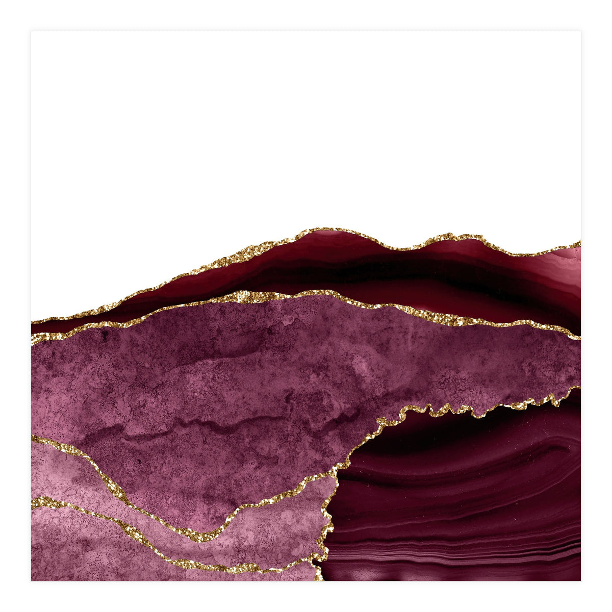 Burgundy & Gold Agate Texture 28 (Print Only)