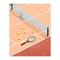 Tennis Court Art, Tennis Racket Illustration, Modern Sports Design (Print Only)