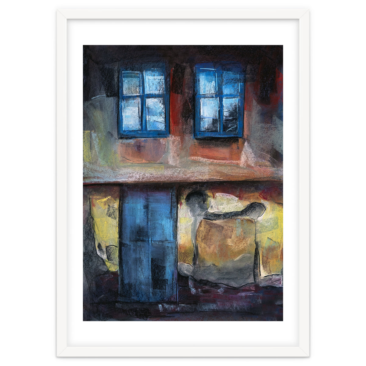 Pastel impression of an old house facade