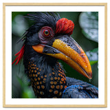Close Up Of Helmeted Hornbill Bird In Rain thumbnail
