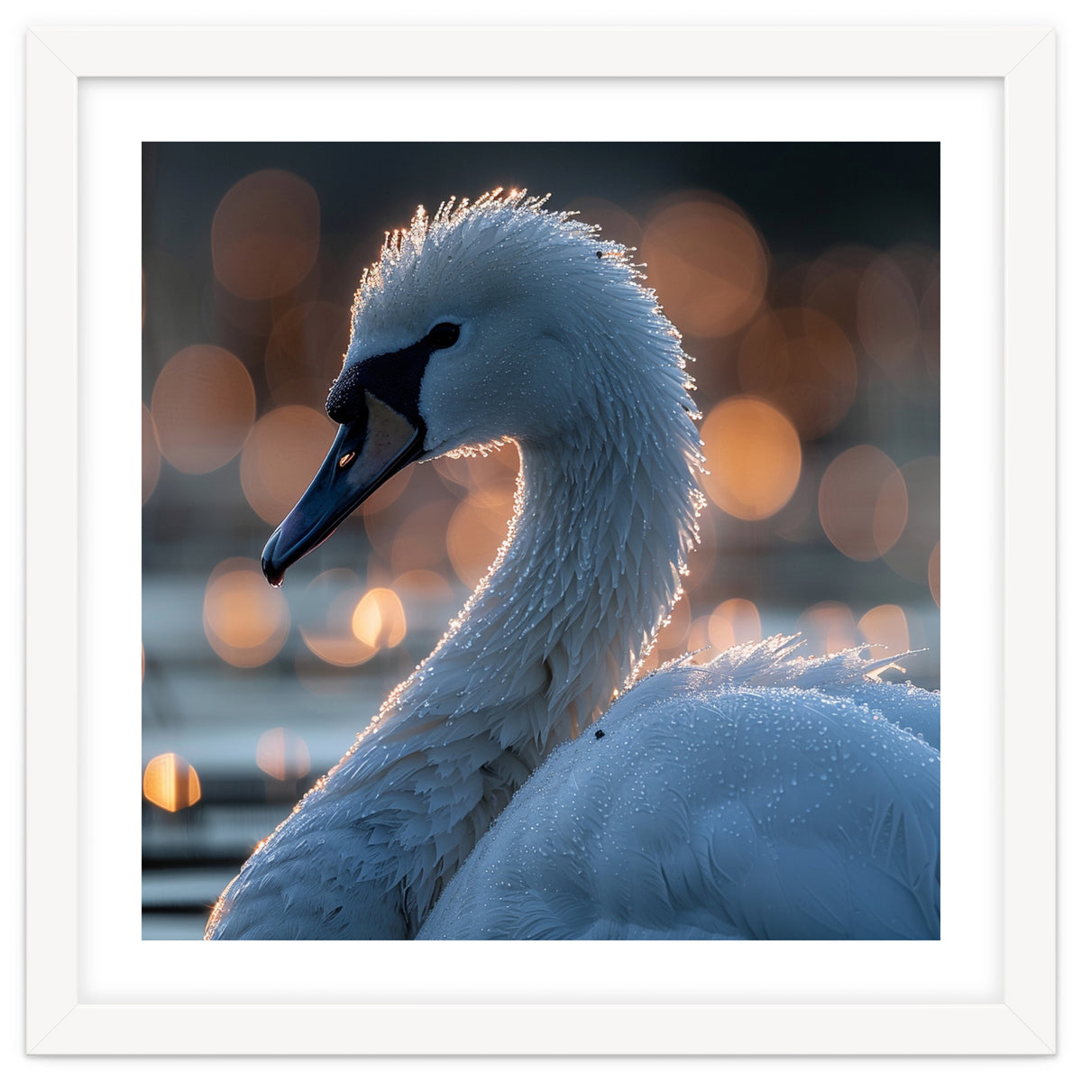 Close-up Shot of a Swan with Water Droplets