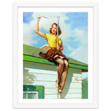 Pinup Sexy Girl Setting Up The Antenna On The Roof thumbnail