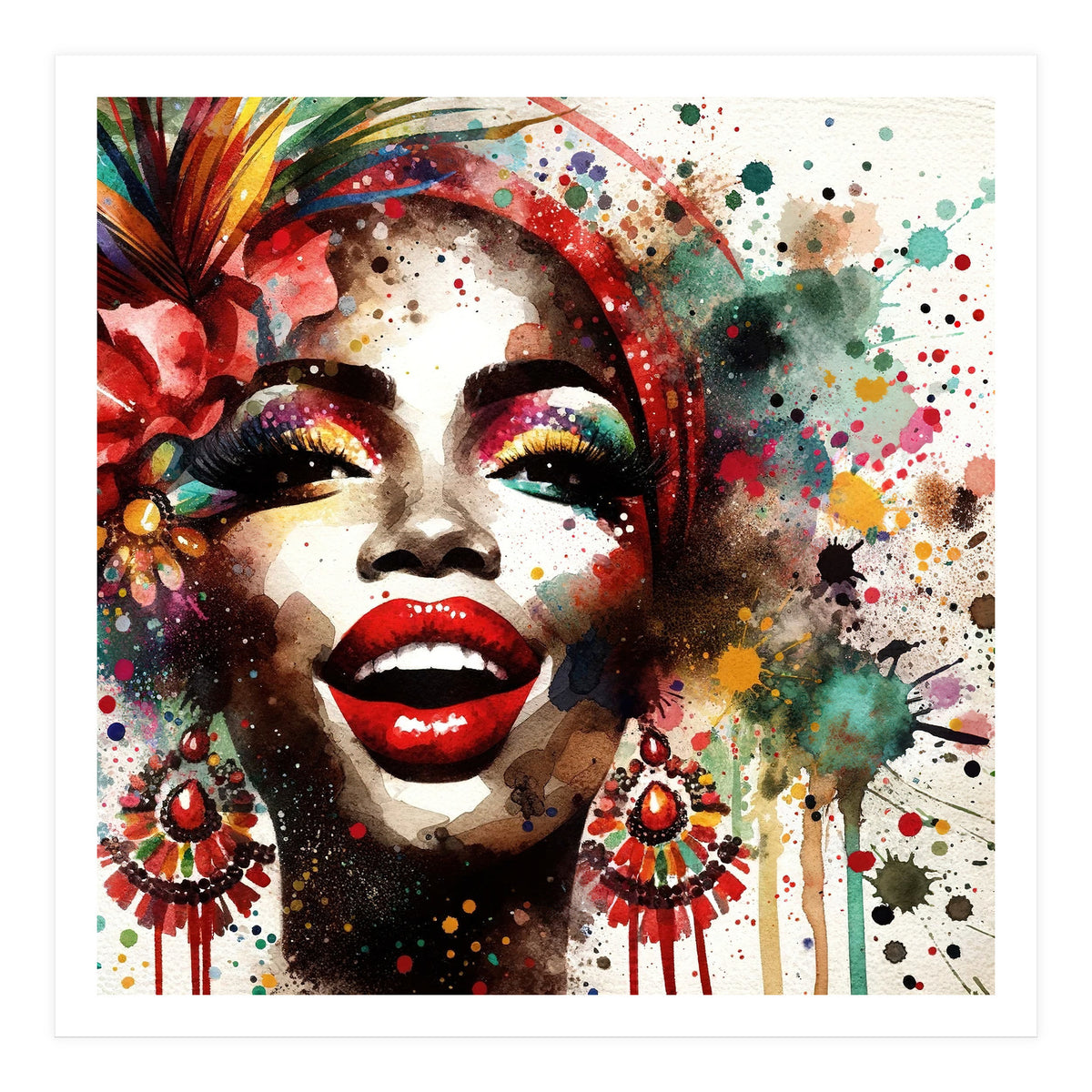 Brazilian Carnival Watercolor Portrait (Print Only)