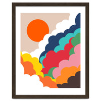 Head In The Clouds, Positivity Nature Sunrise Sunset, Sky Bohemian Comic Retro Eclectic Illustration