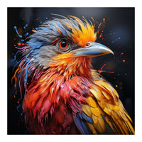 Vibrant Bird With Colorful Splatter Paint  (Print Only)