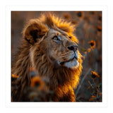 Majestic Lion In A Field Of Sunflowers (Print Only) thumbnail