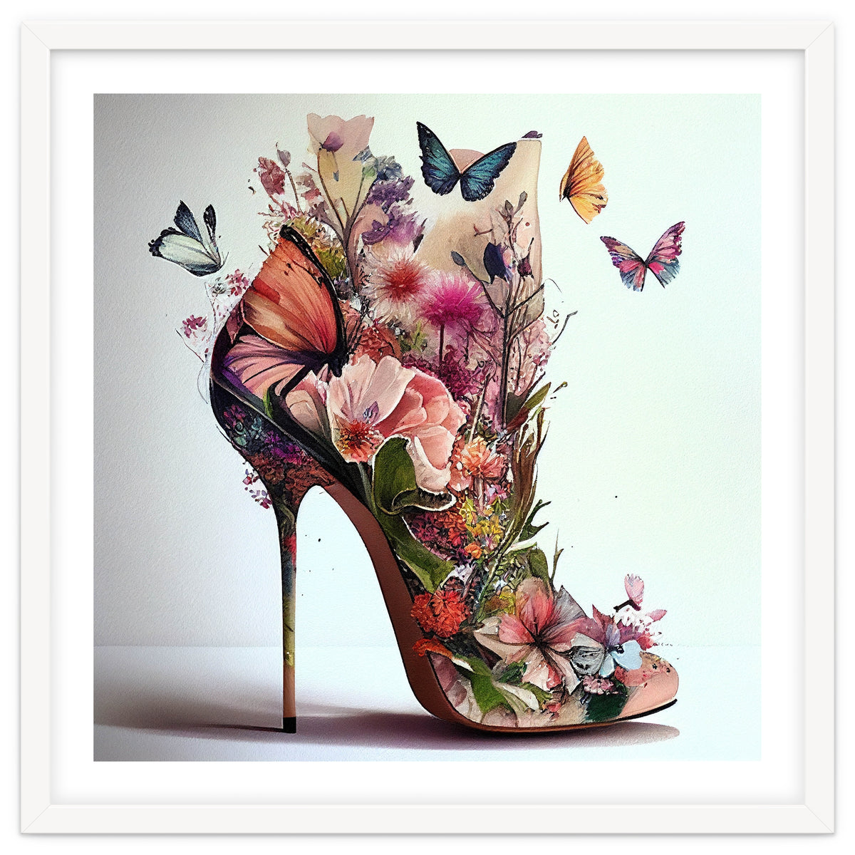 Floral Stiletto With Butterflies