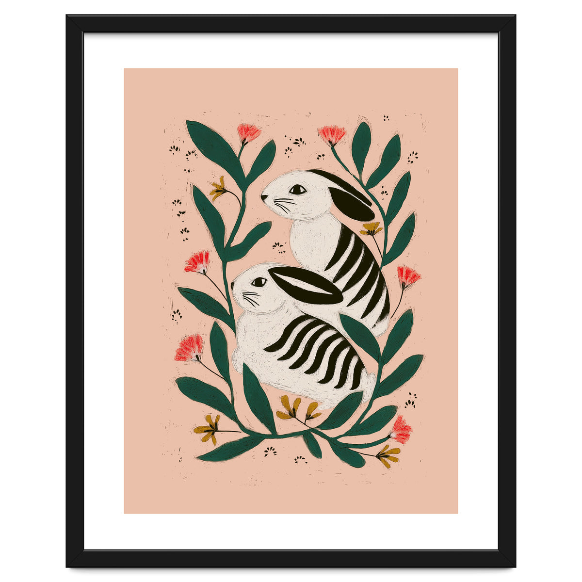 Hares Among Flowers