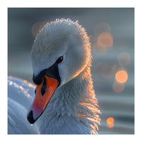 Close Up Of A Swan With Water Droplets (Print Only)