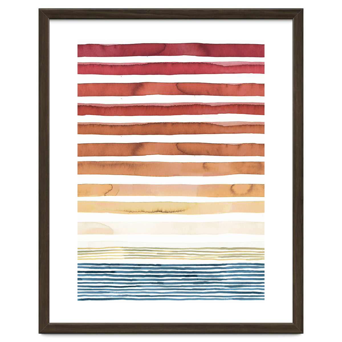 Watercolour Sunset Stripes Orange