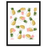 Pineapples & Pine Cones, Eclectic Tropical Nature Illustration, Quirky Fun Fruit Food Graphic Design thumbnail
