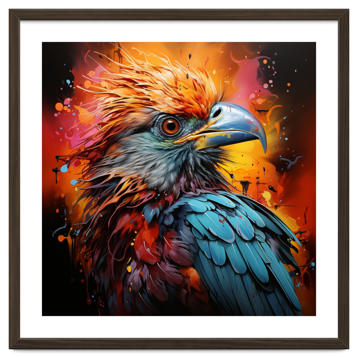 Vibrant Eagle Portrait Abstract Colorful Splatter Art