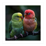 Two Lovebirds Sitting Together On A Branch (Print Only) thumbnail