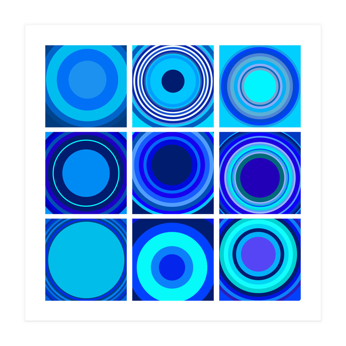 Circles & Rectangles Alt Blue 3 X 3: 3 (Print Only)