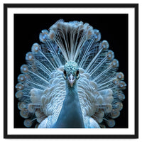 Majestic White Peacock Displaying Its Feathers