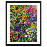Vibrant Summer Sunflower and Iris Meadow Oil Painting thumbnail