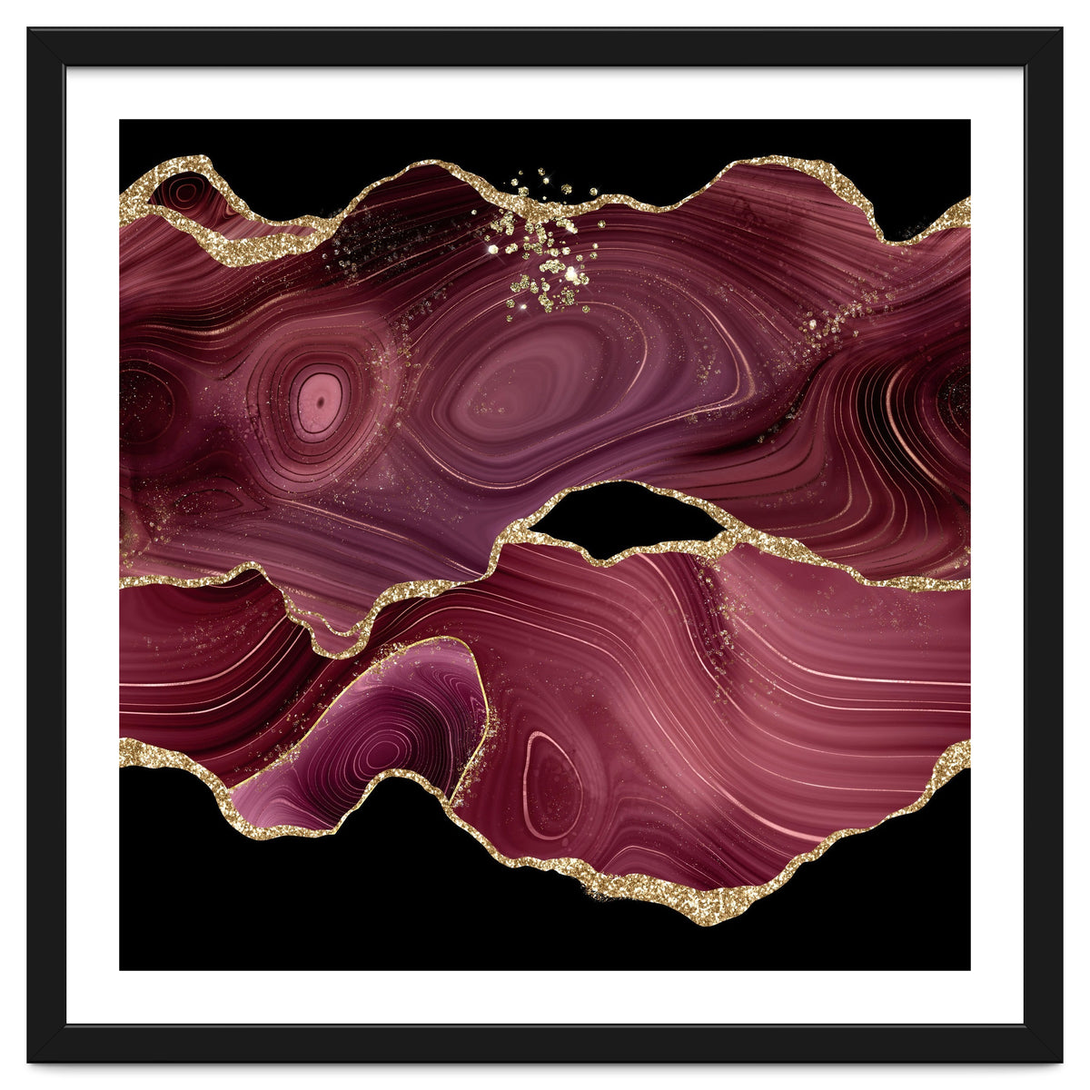 Burgundy & Gold Glitter Agate Texture 03