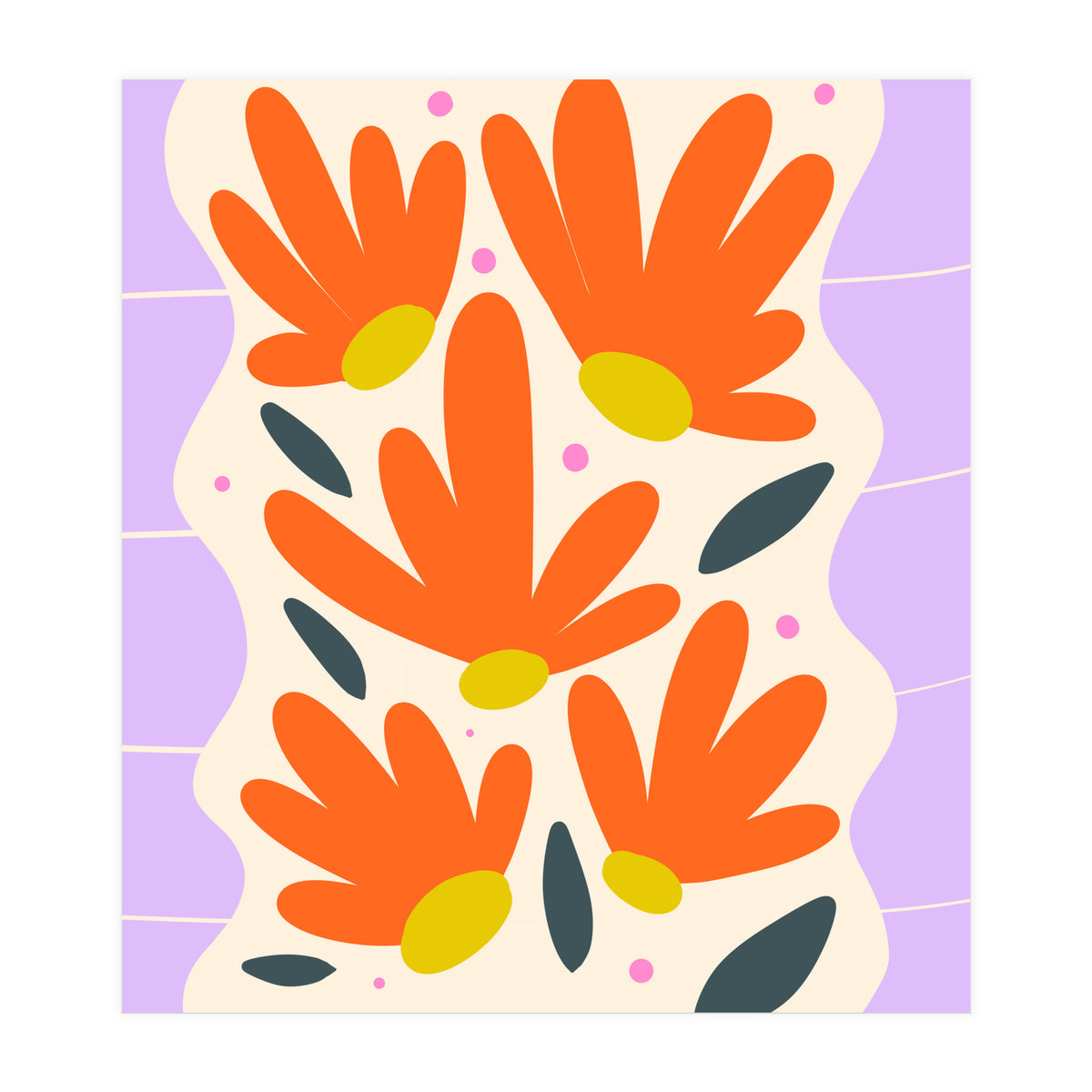 Modern Grid Floral Violet (Print Only)