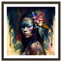 Floral Native Asian Warrior Portrait