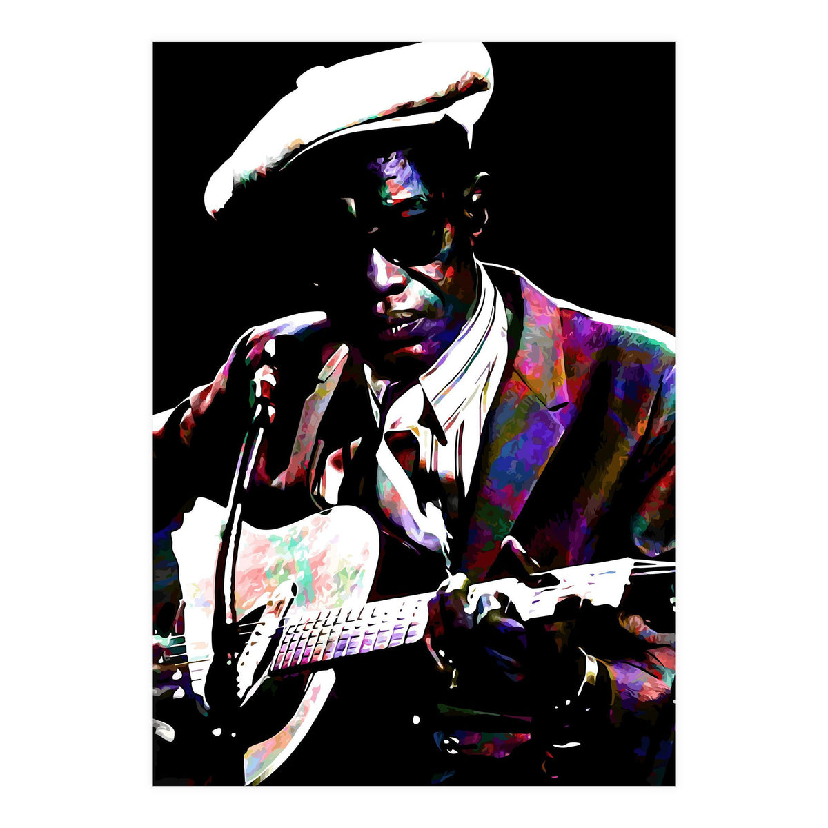 Lightnin' Hopkins American Country Blues Musician legend Colorful Art (Print Only)