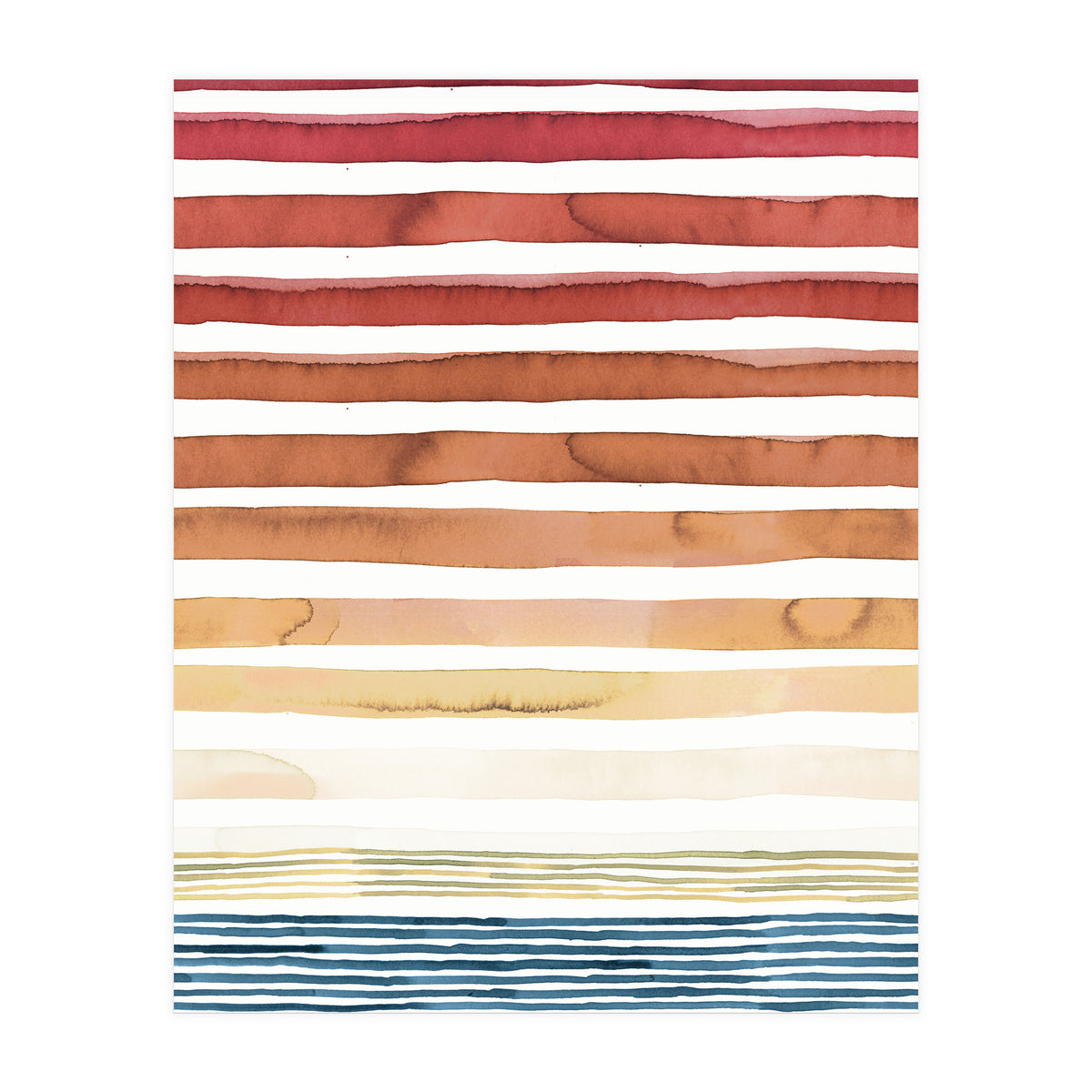 Watercolour Sunset Stripes Orange (Print Only)