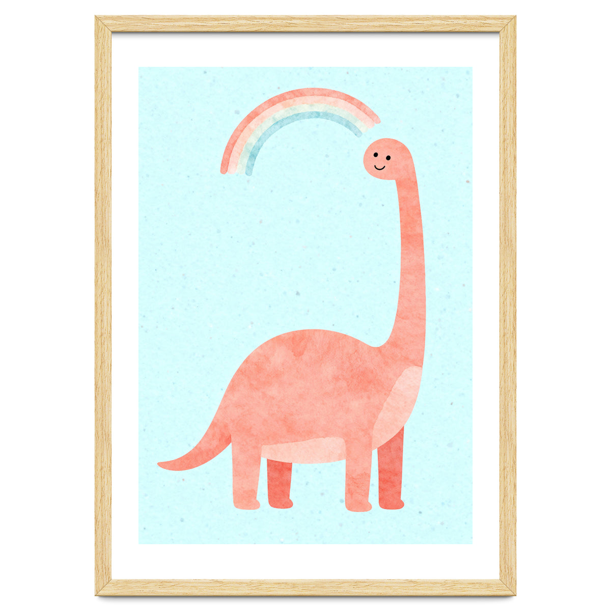 Rainbow Dinosaur Nursery Art, Cute diplodocus Watercolor, Pink Dino Illustration