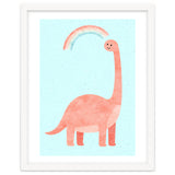 Rainbow Dinosaur Nursery Art, Cute diplodocus Watercolor, Pink Dino Illustration thumbnail