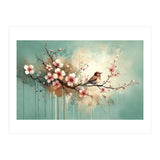 Bird Resting On Cherry Blossom Branch (Print Only) thumbnail