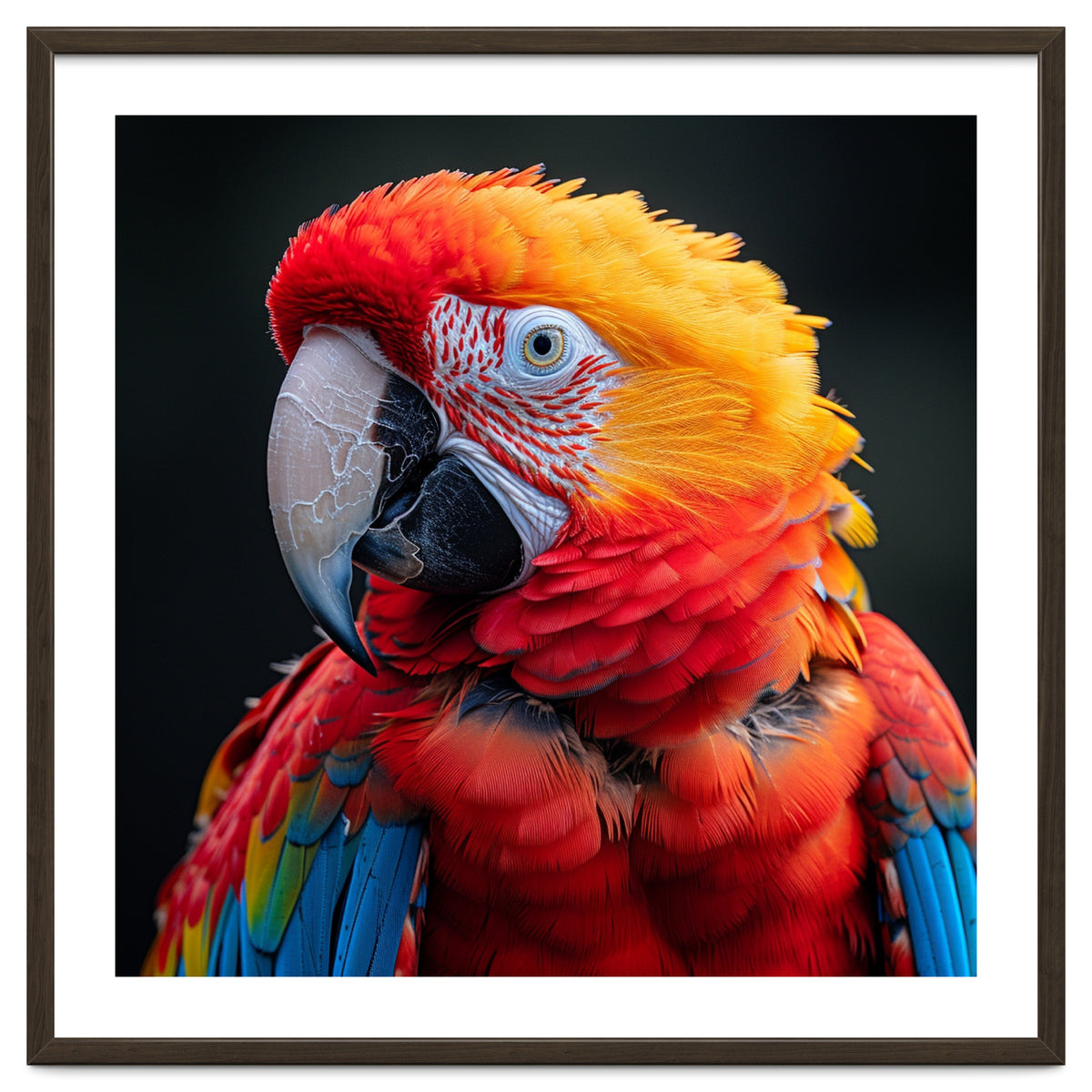 Scarlet Macaw Parrot Portrait Vivid Colors