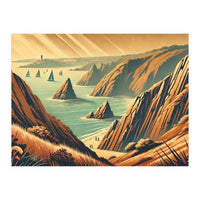 Vintage Cliffside Serenity Poster (Print Only)