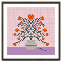 Tulips in a vase - orange and violet