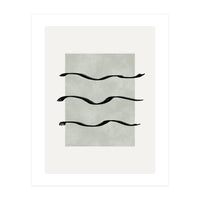 Minimalist Japandi artwork with sage green surface and brush strokes (Print Only)