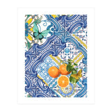 Mediterranean blue tiles, butterflies and citrus fruit (Print Only) thumbnail