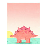 Stegosaurus Watercolor Art, Cute Dinosaur Nursery Print, Coral Dino Illustration (Print Only) thumbnail