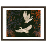 White Herons Flying Asian Art thumbnail