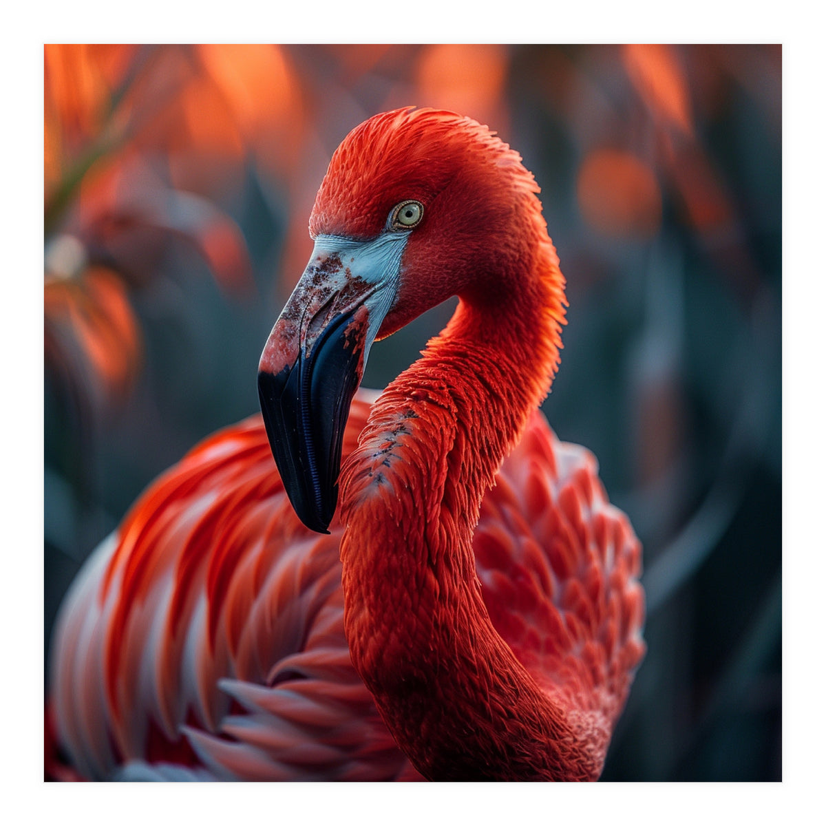 Vibrant Flamingo Close Up Portrait Outdoor Nature (Print Only)