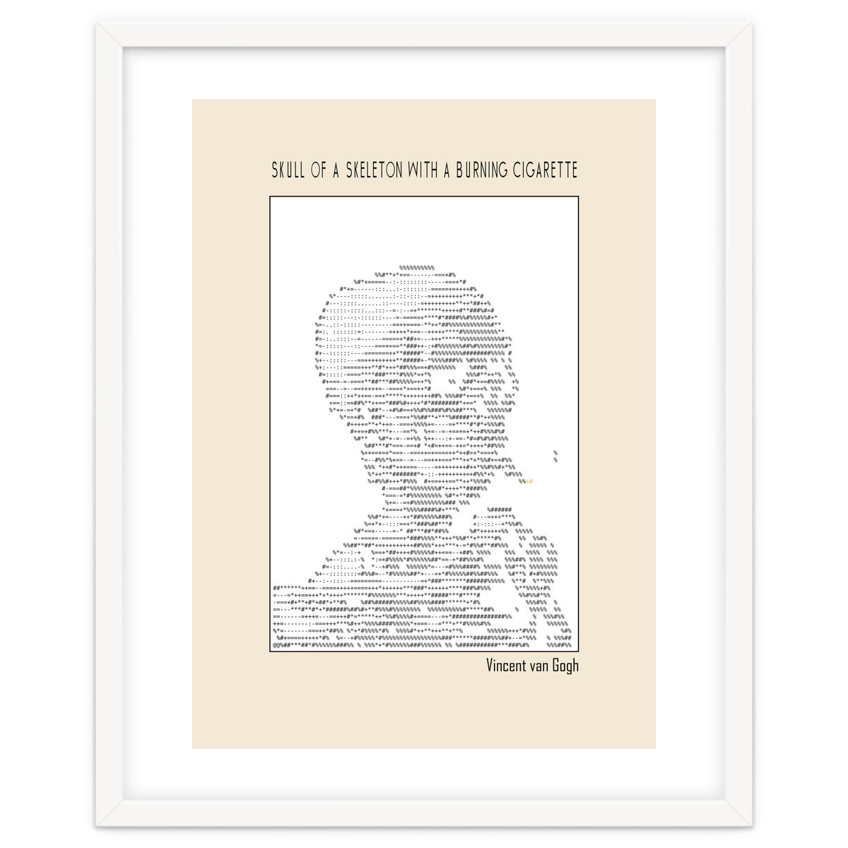 Skull Of A Skeleton With A Burning Cigarette Vincent Van Gogh Ascii Art