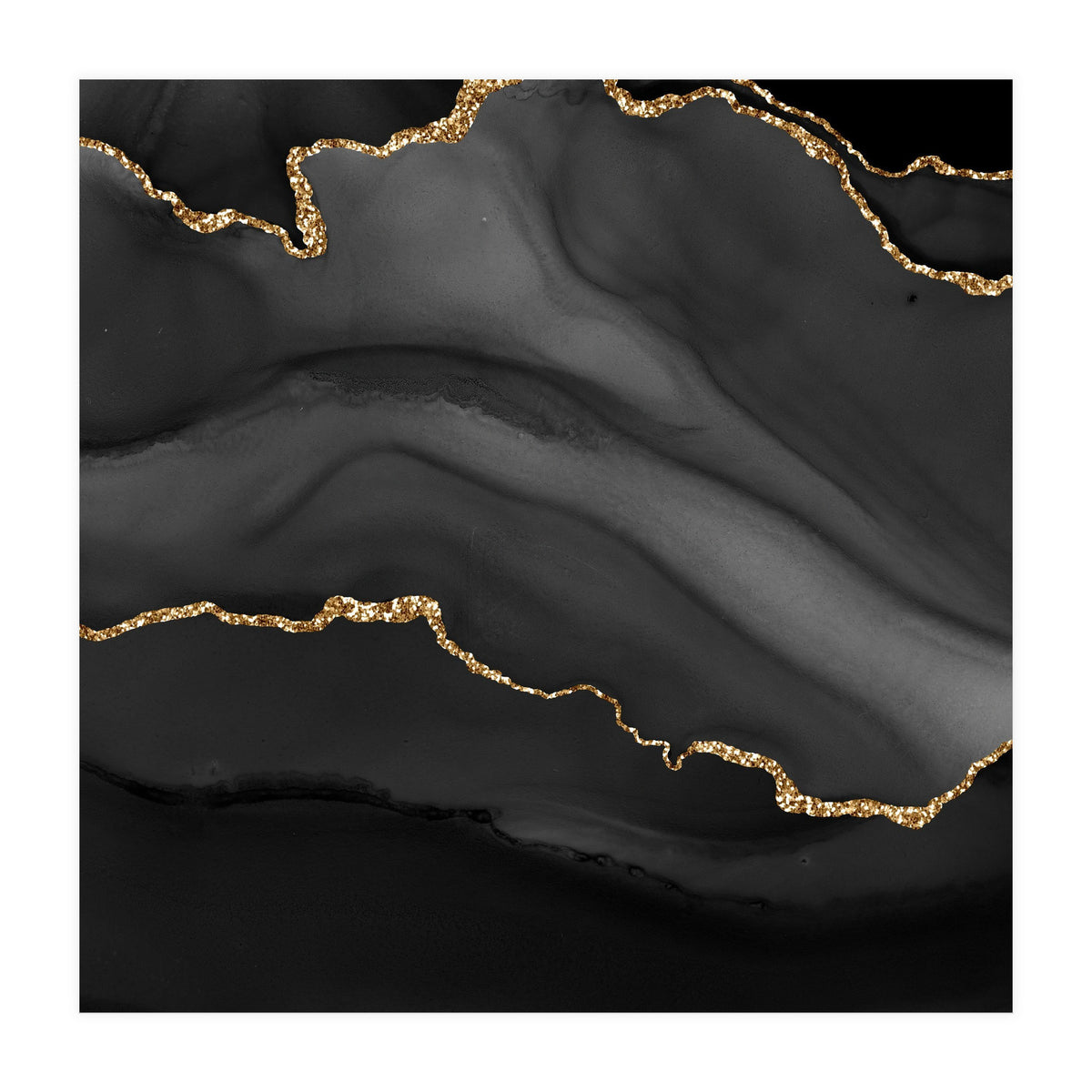 Black & Gold Agate Texture 01  (Print Only)