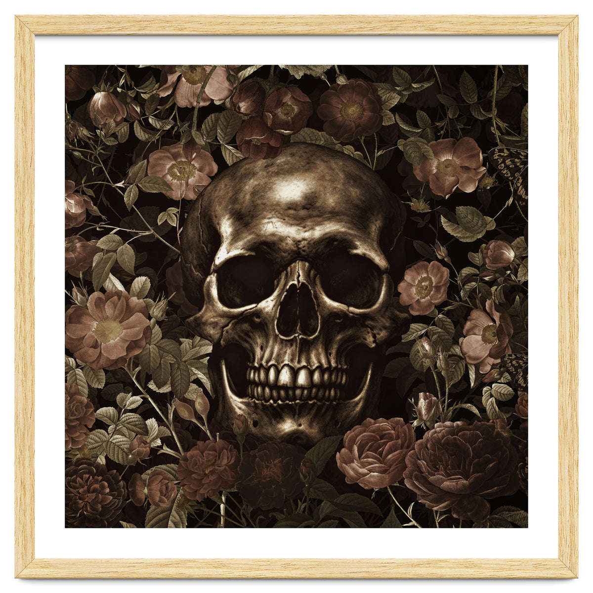 Baroque  Skull And Roses Night Garden