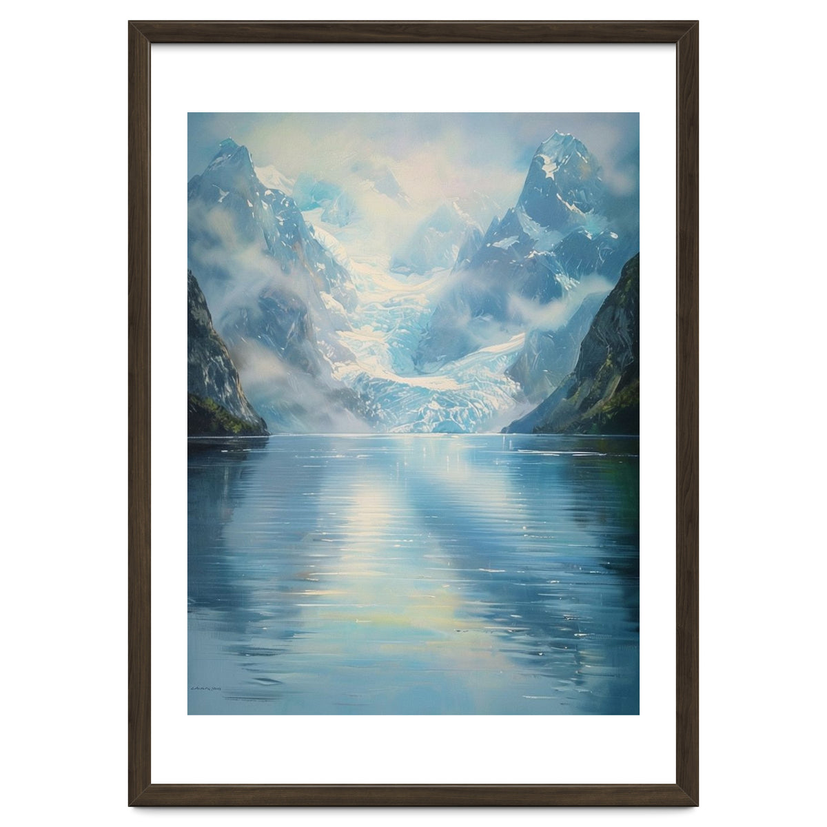 Ethereal Descent: The Glimmering Silence of the Ancient Glacial Fjord