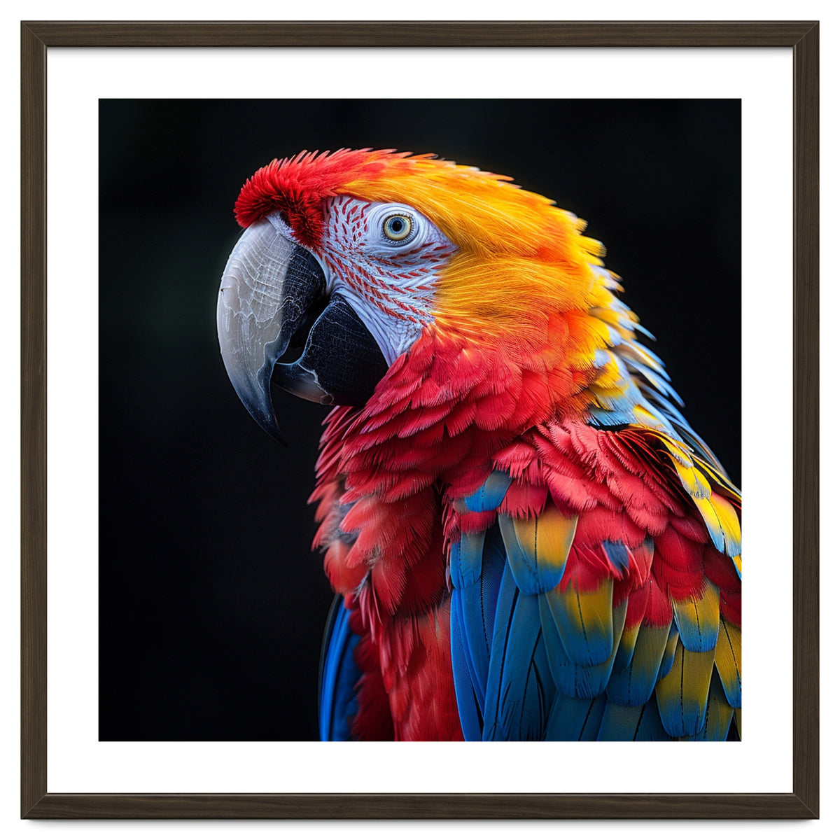 Scarlet Macaw Parrot Vibrant Plumage Close Up