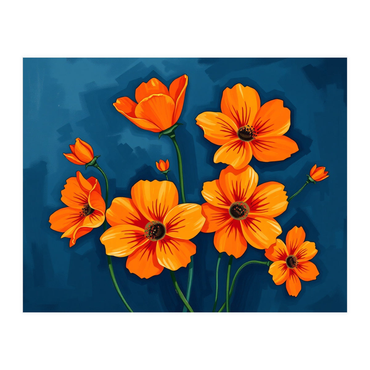Orange Blue Flower (Print Only)
