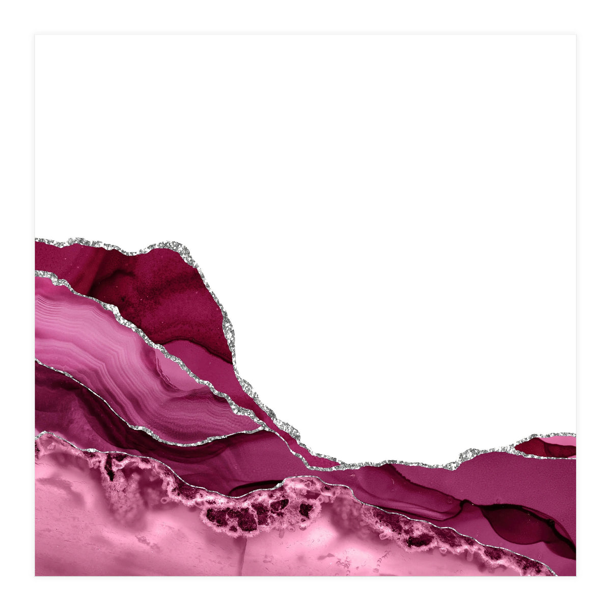 Burgundy & Silver Agate Texture 09 (Print Only)