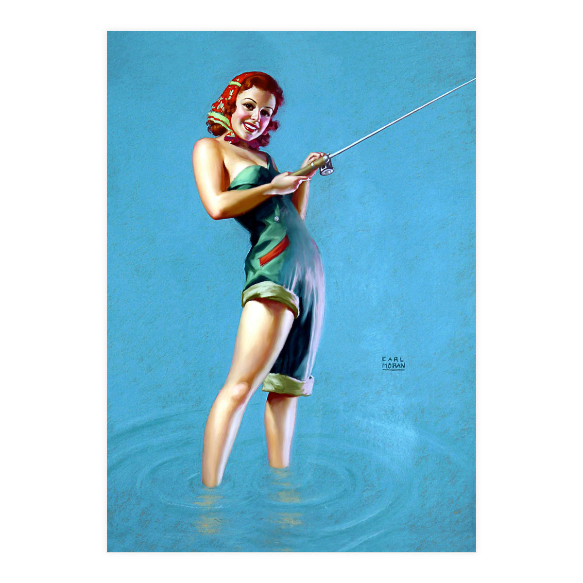 Pinup Fishing Girl (Print Only)
