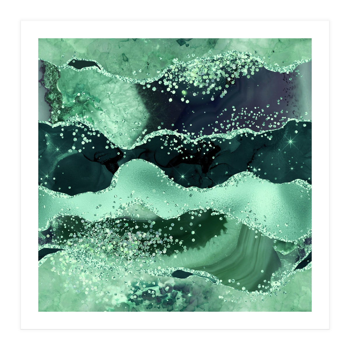 Emerald Glitter Agate Texture 06  (Print Only)