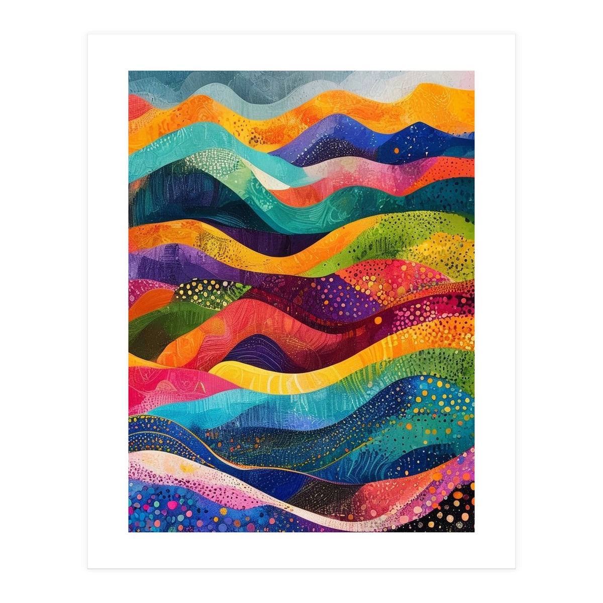 Abstract Rainbow Rolling Hills Landscape (Print Only)