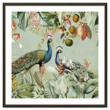 Vintage Exotic Asian Peacocks In Tropical Jungle Landscape thumbnail